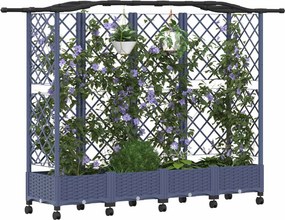vidaXL Ανυψωμένο Κρεβάτι με Πέργκολα και Οροφή Γκρι PP
