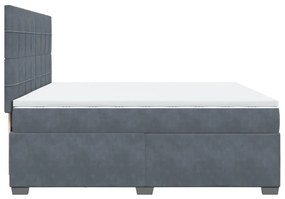 Κρεβάτι Boxspring με Στρώμα Σκούρο Γκρι 200x200 εκ. Βελούδινο - Γκρι