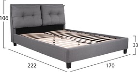 ΚΡΕΒΑΤΙ BILLIE 160x200 εκ. ΜΕ ΥΦΑΣΜΑ ΓΚΡΙ HM551.05