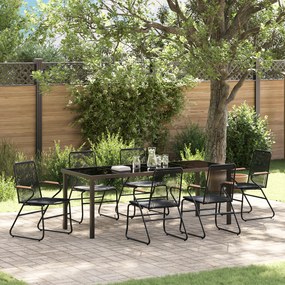 vidaXL Σετ Φαγητού 7 Τεμαχίων Κήπου Μαύρο PVC Rattan
