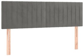 Κεφαλάρι Κρεβατιού LED Ανοιχτό Γκρι 144x5x78/88 εκ. Βελούδινο 3121898
