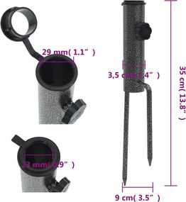 vidaXL Στηρίγματα Ομπρέλας με Ακίδες 2 τεμ. 9x35 εκ. Γαλβαν. Ατσάλι