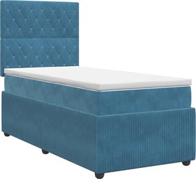 vidaXL Κρεβάτι box spring με στρώμα Μπλε 100 x 200 cm Βελούδο