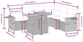 vidaXL Καναπές Σετ 7 Τεμαχίων Μαύρο Συνθετικό Ρατάν με Μαξιλάρια