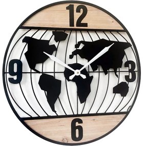 Ρολόι Τοίχου Ξύλο/Μέταλλο Φ60x4cm