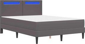 vidaXL Σκελετός κρεβατιού με στρώμα Γκρι 120 x 190 cm Τεχνητό Δέρμα