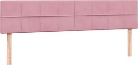 vidaXL Κρεβάτι Boxspring με Στρώμα &amp; LED Ροζ 180x210 εκ. Βελούδινο
