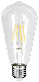 GloboStar® 99015 Λάμπα LED Long Filament E27 ST64 Αχλάδι 4W 400lm 360° AC 220-240V IP20 Φ6.4 x Υ14cm Θερμό Λευκό 2700K με Διάφανο Γυαλί Dimmable - 3 Χρόνια Εγγύηση