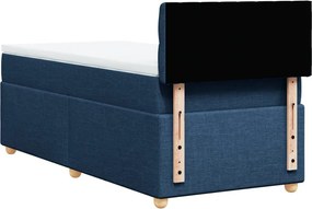 vidaXL Κρεβάτι Boxspring με Στρώμα Μπλε 100 x 200 εκ. Υφασμάτινο