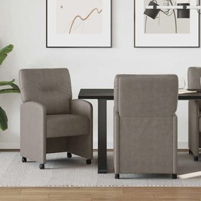 vidaXL Καρέκλες Φαγητού με Ρόδες 2 τμχ. Τεχνητό δέρμα Γκρι