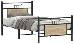 vidaXL Πλαίσιο Κρεβ. Χωρ. Στρώμα Sonoma Δρυς 90x200 εκ. Επεξ. Ξύλο