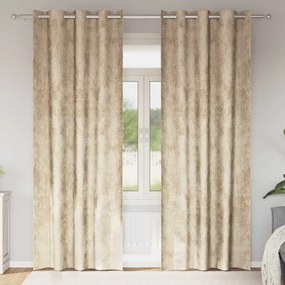 vidaXL Κουρτίνα με κουρτίνες 2 pcs Κρεμ 225 x 140 εκ. Βελούδο