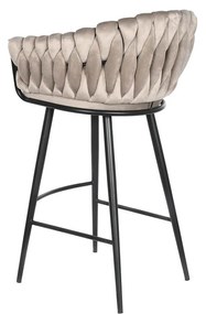 Σκαμπό DKD Home Decor Μαύρο Μπεζ Μέταλλο 61 x 52 x 101 cm
