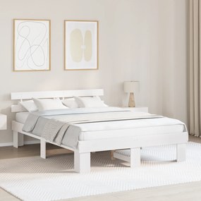 vidaXL Κρεβάτι με Κεφαλάρι Λευκό 140x200 εκ Μασίφ Ξύλο Πεύκου