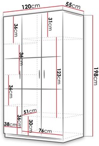 Ντουλάπα Raj 3 τρίφυλλη-Roz