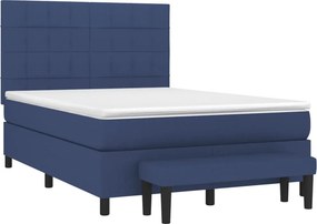 vidaXL Κρεβάτι Boxspring με Στρώμα Μπλε 140x190 εκ. Υφασμάτινο