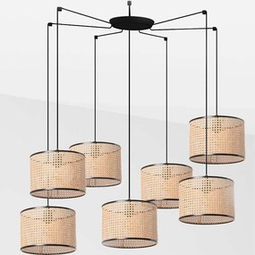 Φωτιστικό Οροφής Mambo 64314-48-7L Φ32x21,3cm 7xE27 15W Black-Natural Faro Barcelona