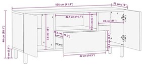 Ντουλάπι τηλεόρασης καφέ 105x33x46 cm από μασίφ ξύλο Mango - Καφέ