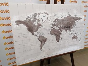 Εικόνα στο φελλό ενός όμορφου ασπρόμαυρου παγκόσμιου χάρτη - 90x60  place