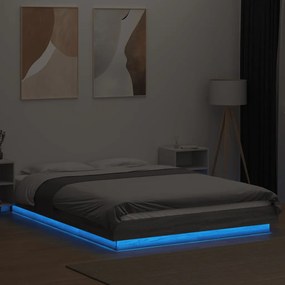 Πλαίσιο Κρεβατιού με Φώτα LED Γκρι sonoma 140x200εκ. Επεξ. Ξύλο - Γκρι