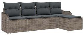 vidaXL Σετ Καναπέ Κήπου με μαξιλάρι 5 pcs Γκρι Πολυ ράταν