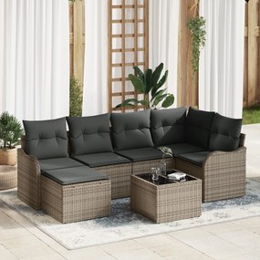 vidaXL Σετ 6 Τεμαχίων Καναπέ Κήπου με Μαξιλάρια Μαύρο Πολυ Ρατάν, vidaXL 2-Θέσιος Καναπές Κήπου με Μαξιλάρια Γκρι Πολυ Ρατάν