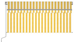 Τέντα Συρόμενη Χειροκίνητη με Σκίαστρο Κίτρινο/Λευκό 3 x 2,5 μ. - Κίτρινο