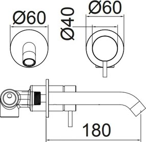 Cora Cosmo 6118 Gold Brushed PVD - Εντοιχιζόμενη μπαταρία νιπτήρα