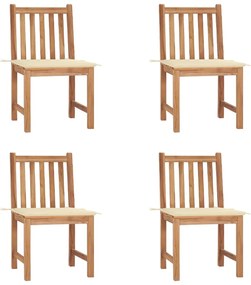 vidaXL Καρέκλες Κήπου 4 Τεμαχίων από Μασίφ Ξύλο Teak με Μαξιλάρια
