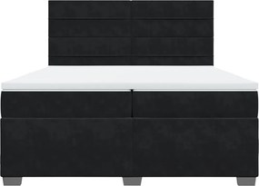 vidaXL Κρεβάτι Boxspring με Στρώμα Μαύρο 200x200 εκ. Βελούδινο