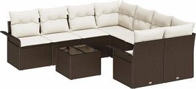 vidaXL Σετ Καναπέ Κήπου 9 pcs Καφέ Πολυ ράταν