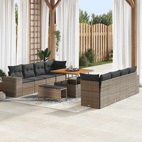 vidaXL Σετ Καναπέ Κήπου 11 pcs Γκρι συνθετικό ρατάν
