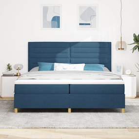 vidaXL Κρεβάτι Box Spring με Στρώμα & LED Μπλε 200x200 cm Υφάσματος