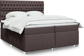 vidaXL Κρεβάτι Boxspring με Στρώμα Σκούρο Καφέ 200x200 εκ. Υφασμάτινο