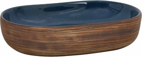 vidaXL Νιπτήρας Οβάλ Καφέ και Μπλε 59 x 40 x 14 εκ. Κεραμικός
