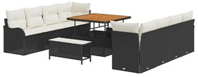 vidaXL Σετ Καναπέ Κήπου 11 pcs Μαύρο, Κρέμα 100 x 100 x 71 cm
