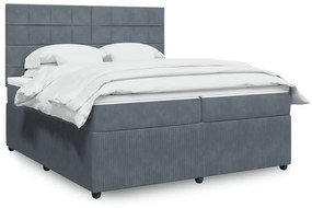 ΚΡΕΒΑΤΙ BOXSPRING ΜΕ ΣΤΡΩΜΑ ΣΚΟΥΡΟ ΓΚΡΙ 200X200 ΕΚ. ΒΕΛΟΥΔΙΝΟ 3292431