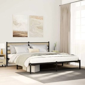 VidaXL Σκελετός Κρεβ. Χωρίς Στρώμα Sonoma Δρυς 183x213 εκ. Μεταλλικό