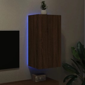 vidaXL Έπιπλο Τοίχου Τηλεόρασης με LED Καφέ Δρυς 40,5x35x80 εκ.