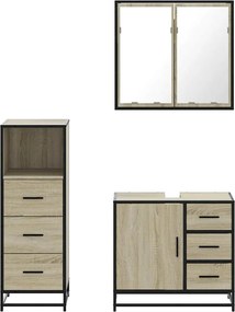 vidaXL Σετ Επίπλων Μπάνιου 3 Τεμαχίων Sonoma Δρυς Επεξεργασμένο Ξύλο