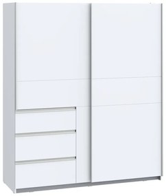 318-000009 Ντουλάπα ρούχων Gotion pakoworld δίφυλλη λευκό μελαμίνης 170.5x61x200.5εκ "Carcase &amp; front: chipboard. Handles: Metal - Aluminium / drawer: Pp- White
" WHITE, 1 Τεμάχιο