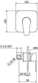 Μείκτης εντοιχισμού Teorema Velvet - Βουρτσισμένο Χρώμιο