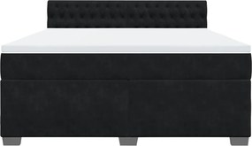 vidaXL Κρεβάτι Boxspring με Στρώμα Μαύρο 180x200 εκ. Βελούδινο