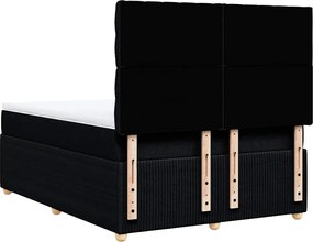 vidaXL Κρεβάτι Boxspring με Στρώμα Μαύρο 140x190 εκ. Υφασμάτινο