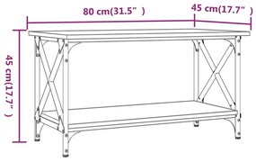 Τραπεζάκι Σαλονιού Sonoma Δρυς 80x45x45 εκ Επεξ. Ξύλο + Σίδηρος - Καφέ