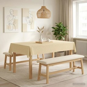 vidaXL Ύφασμα Τραπέζης 5 τμχ. Λευκό κρεμ 140 x 260 cm Ορθογώνιος