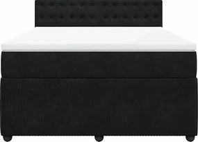 vidaXL Κρεβάτι Boxspring με Στρώμα Μαύρο 140x190 εκ. Βελούδινο