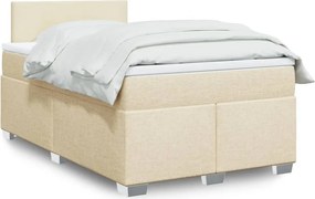 vidaXL Κρεβάτι Boxspring με Στρώμα Κρεμ 120x200 εκ. Υφασμάτινο