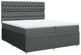 Κρεβάτι Boxspring με Στρώμα Σκούρο Γκρι 200x200 εκ. Υφασμάτινο - Γκρι