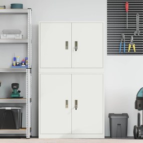 vidaXL Ντουλάπι αποθήκευσης 2 τμχ. Λευκό 90 x 40 x 160 εκ Ατσάλι